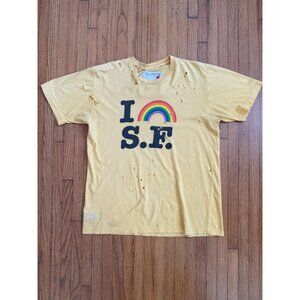 Parballe “I 🌈 S.F.” Shotgun‑Distressed Vintage Tee – Rare Bandage + Hearts & Ch
